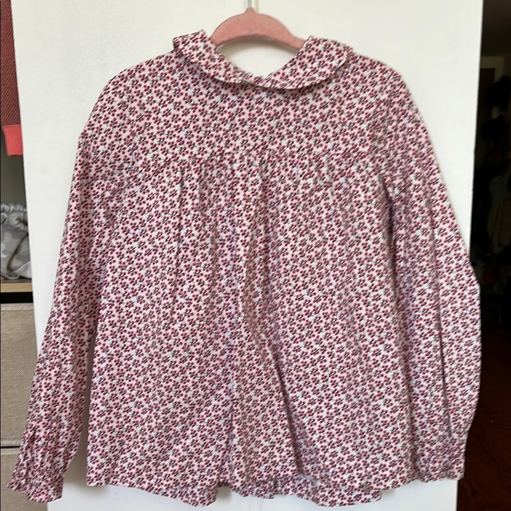 bella bliss White Red Long Sleeve Boxy Blouse